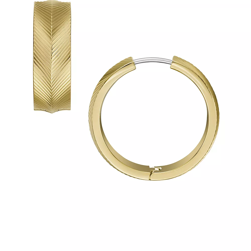 Fossil Geel vergulde stalen Harlow oorbellen - Texture  JF04537710