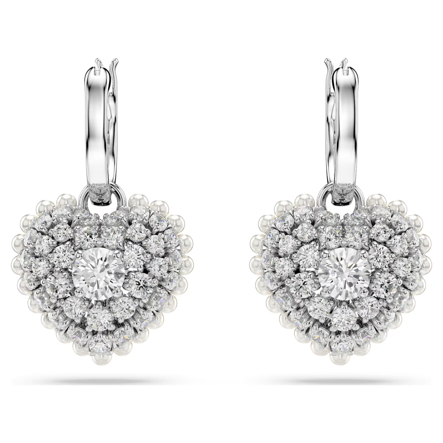 Swarovski Hyperbola oorbellen Hartvorm Zilverkleurig/Wit 5684384