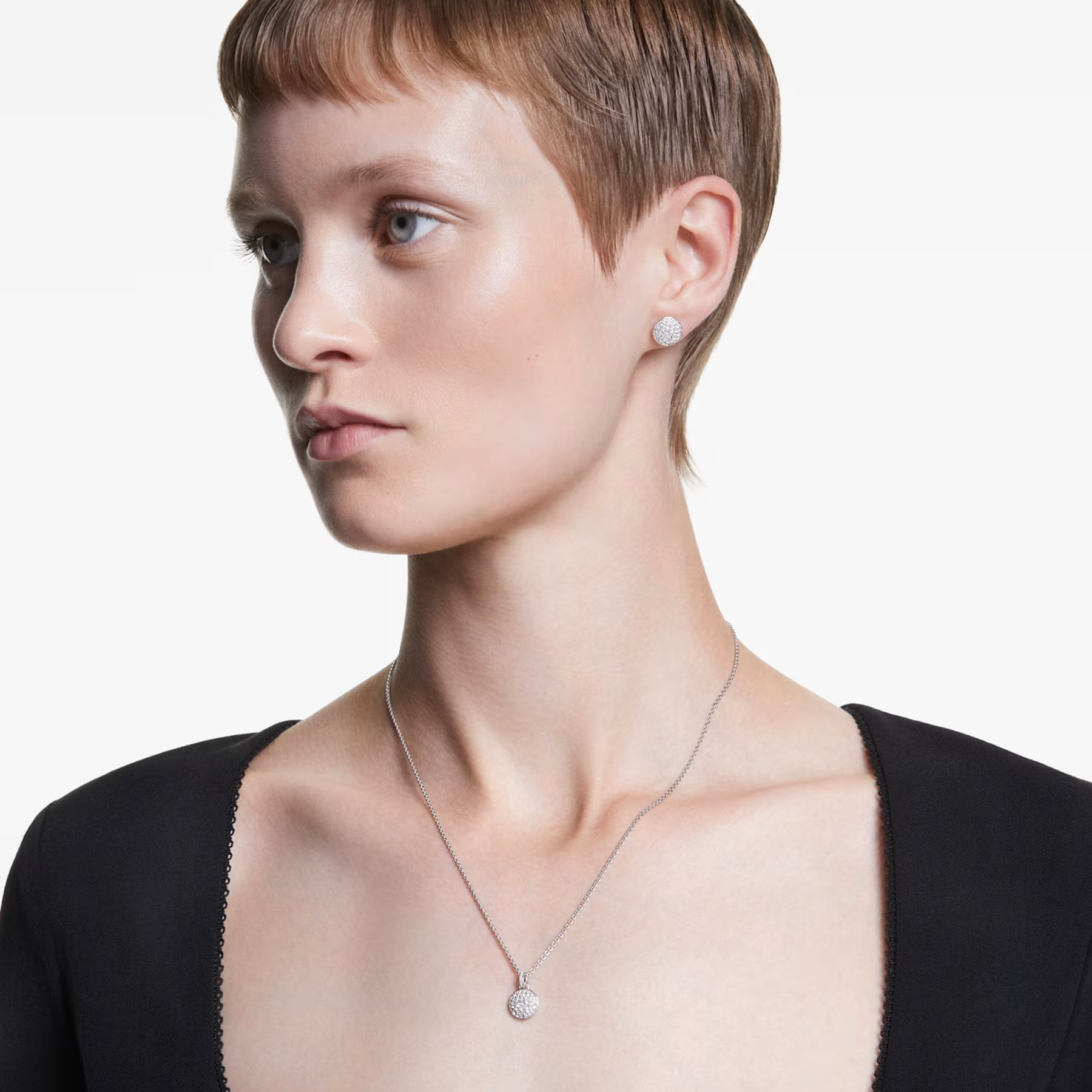 Swarovski Sublima set Sneeuwpave gezet ketting en oorbellen Zilverkleurig/Wit 5683445