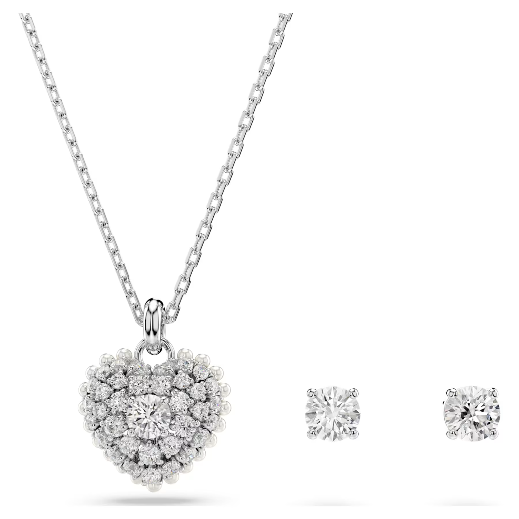 Swarovski Idyllia set Hartvorm Ketting en oorbellen Zilverkleurig/Wit 5684383