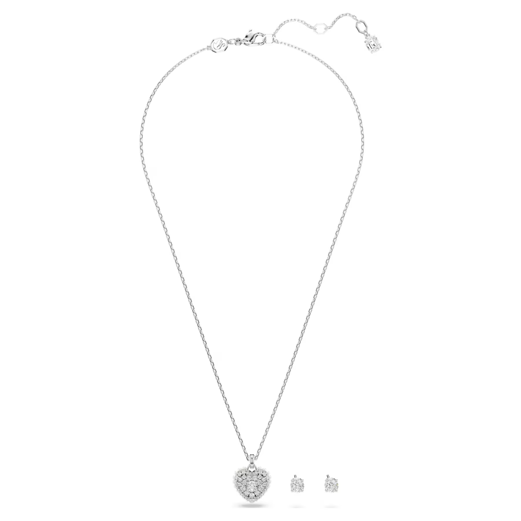 Swarovski Idyllia set Hartvorm Ketting en oorbellen Zilverkleurig/Wit 5684383