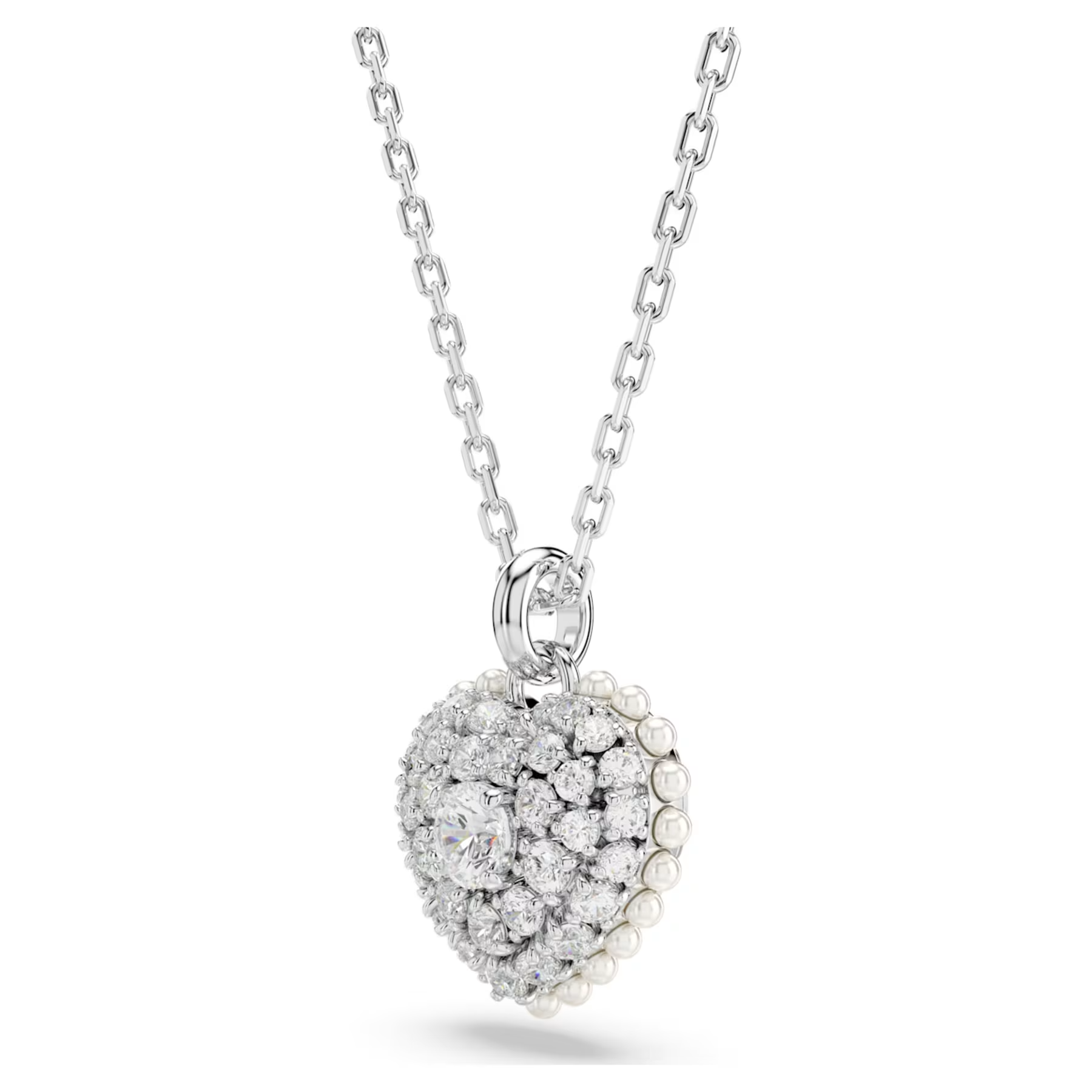 Swarovski Idyllia set Hartvorm Ketting en oorbellen Zilverkleurig/Wit 5684383