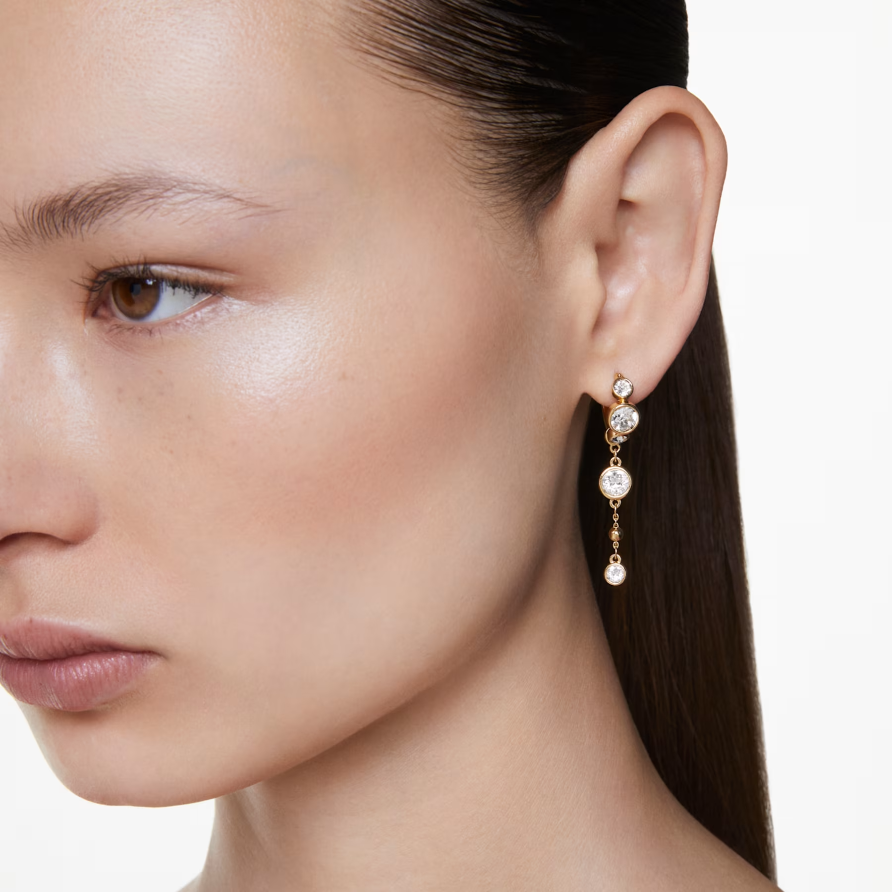 Swarovski Imber oorbellen Ronde slijpvorm Goudkleurig/Wit 5680097