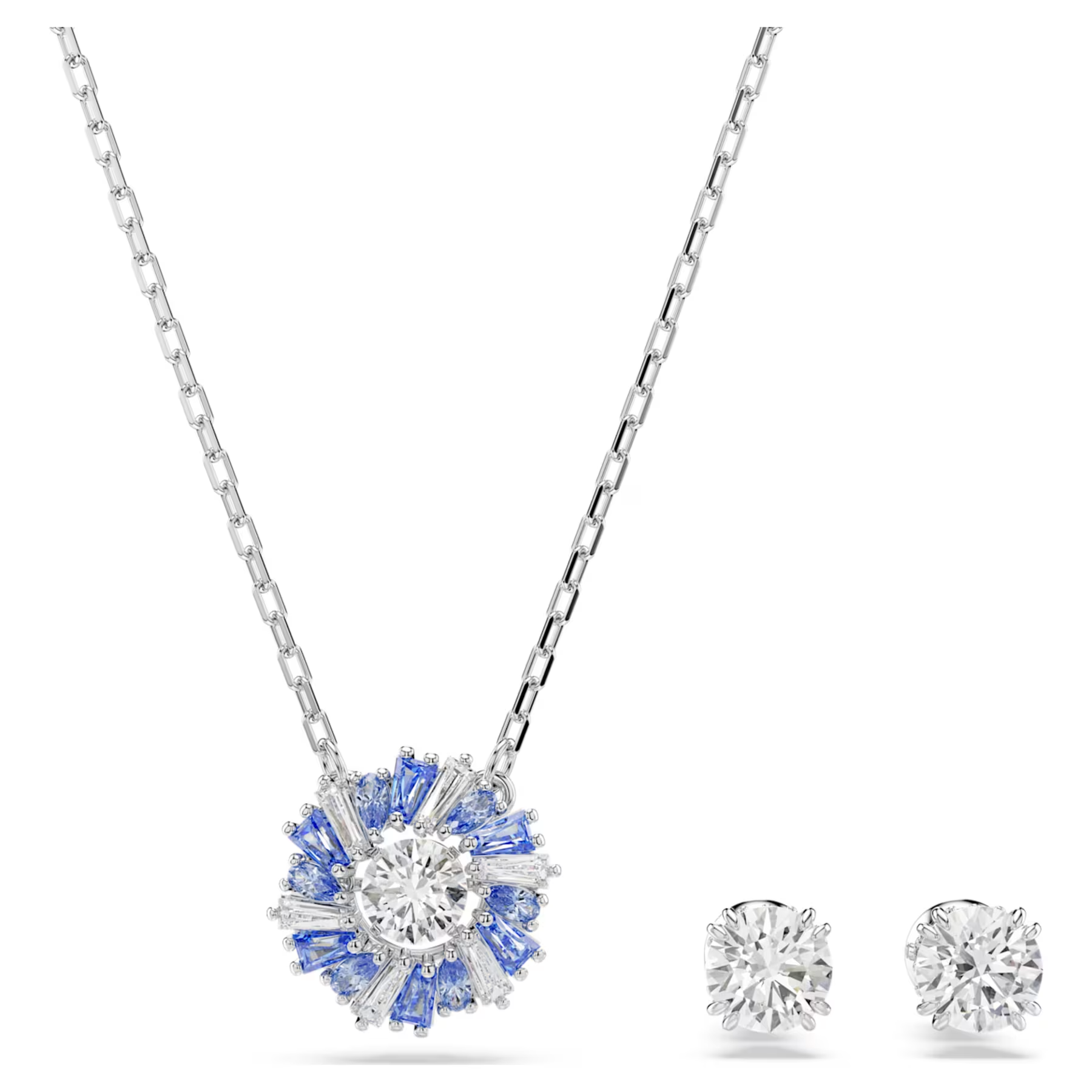 Swarovski Idyllia set Ketting en oorknoppen verschillende slijpvorm Zilverkleurig/Wit 5685437