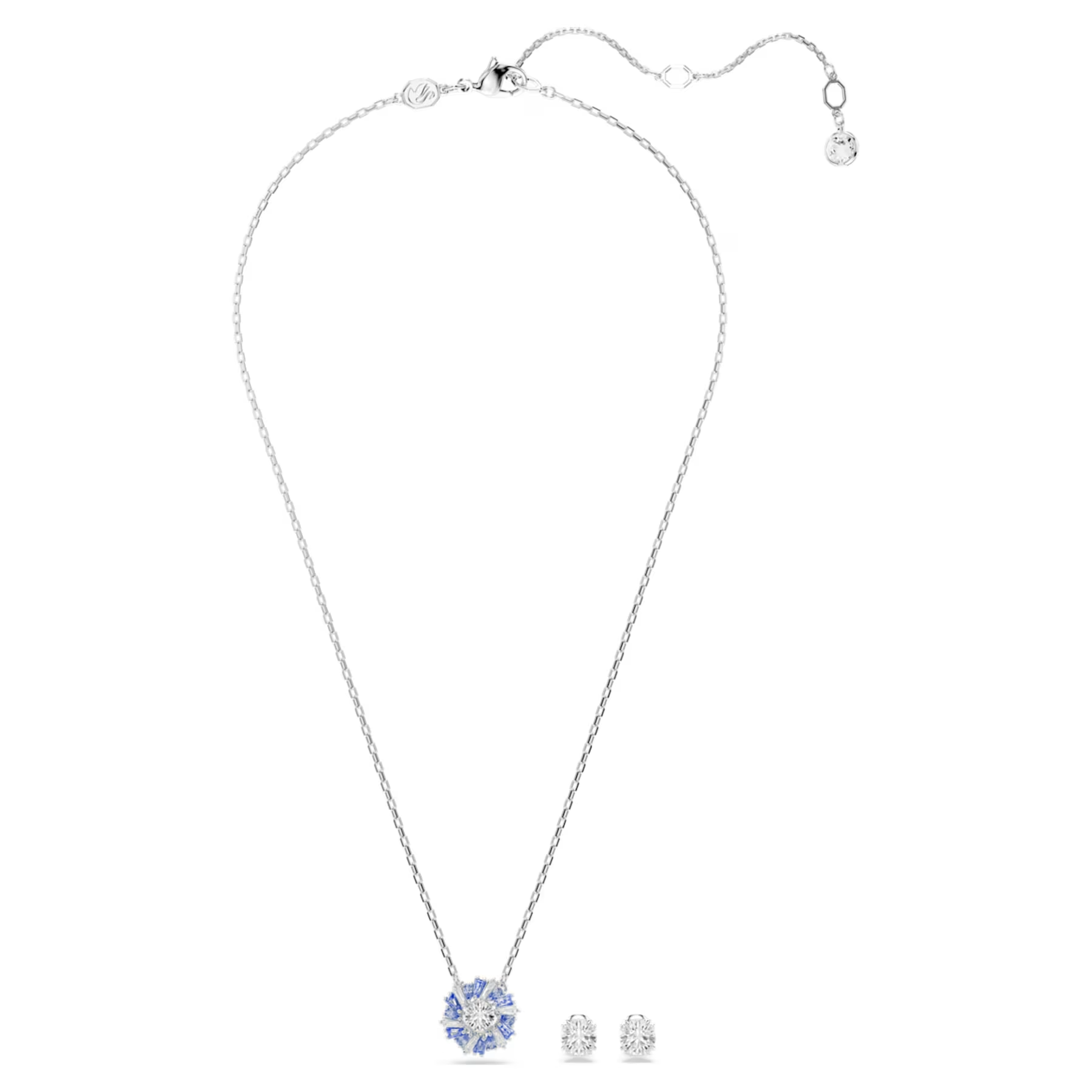 Swarovski Idyllia set Ketting en oorknoppen verschillende slijpvorm Zilverkleurig/Wit 5685437