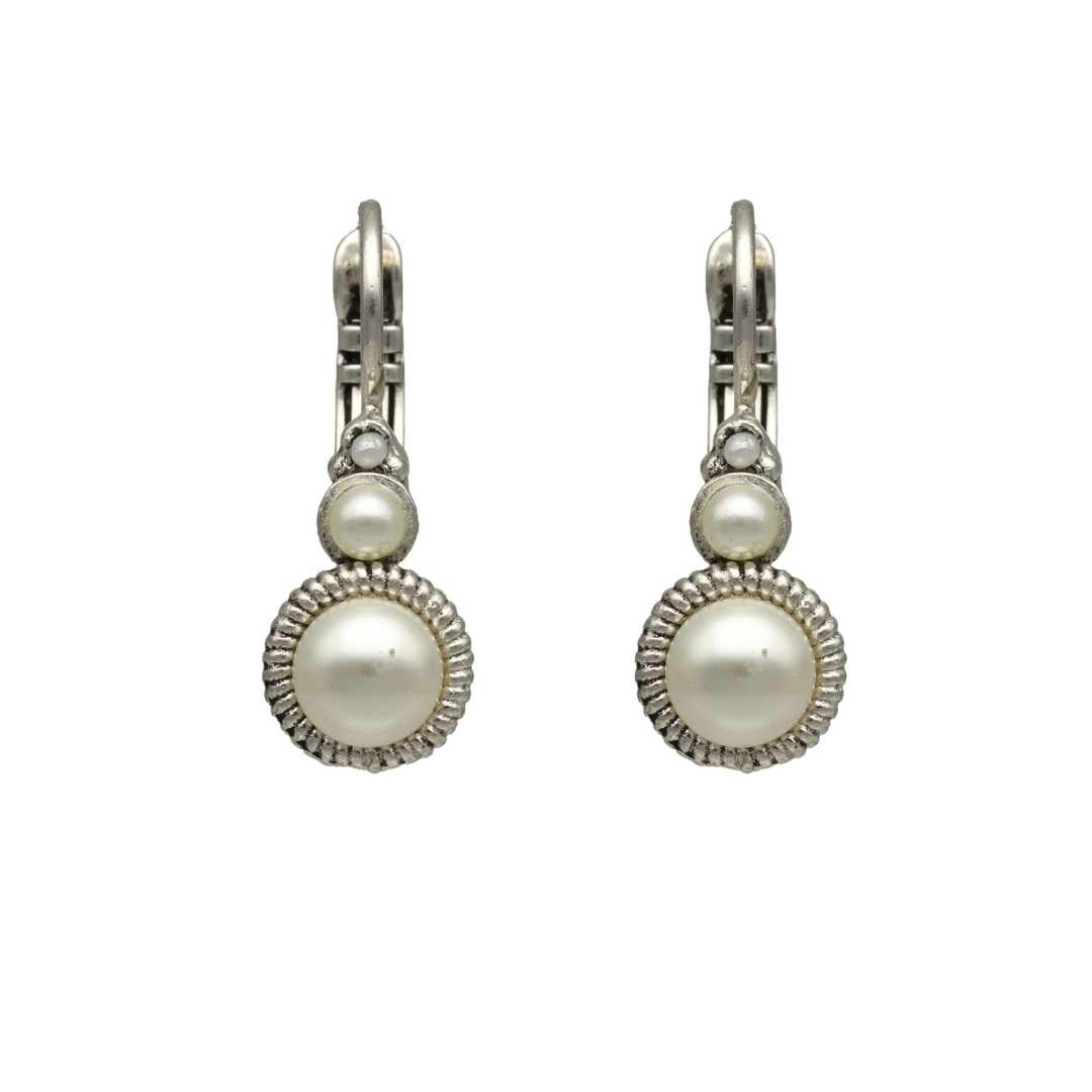 Camps & Camps Zilverkleurige oorbellen - Parel Wit 1A023 PE