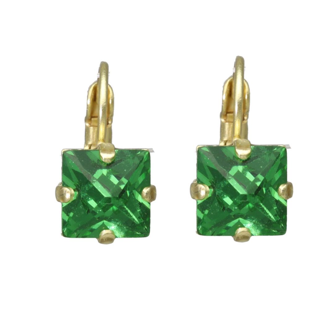 Camps & Camps Goudkleurige oorbellen - Smaragd Groen 1D002 ER
