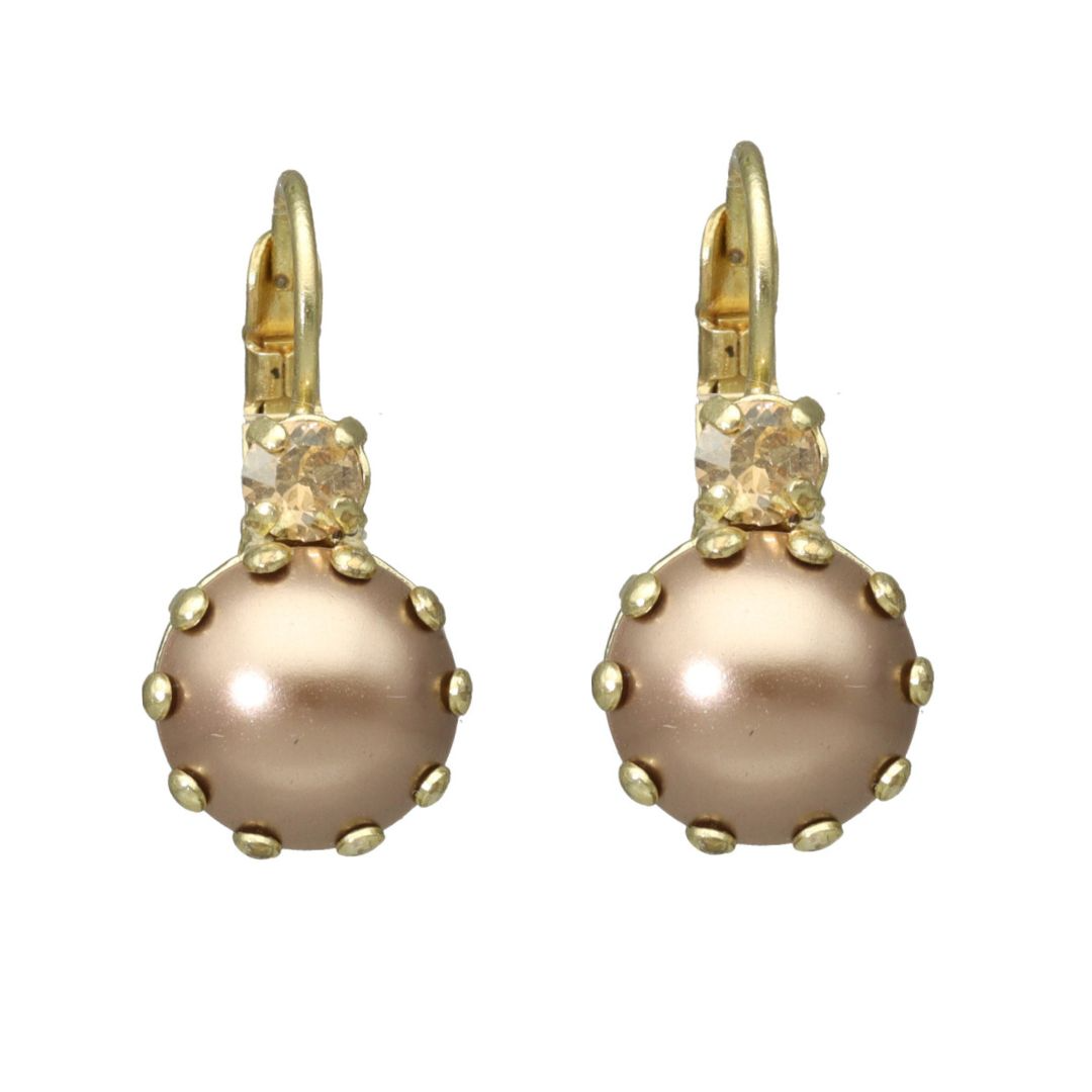 Camps & Camps Goudkleurige oorbellen - Parel Bruin 1D005 PB