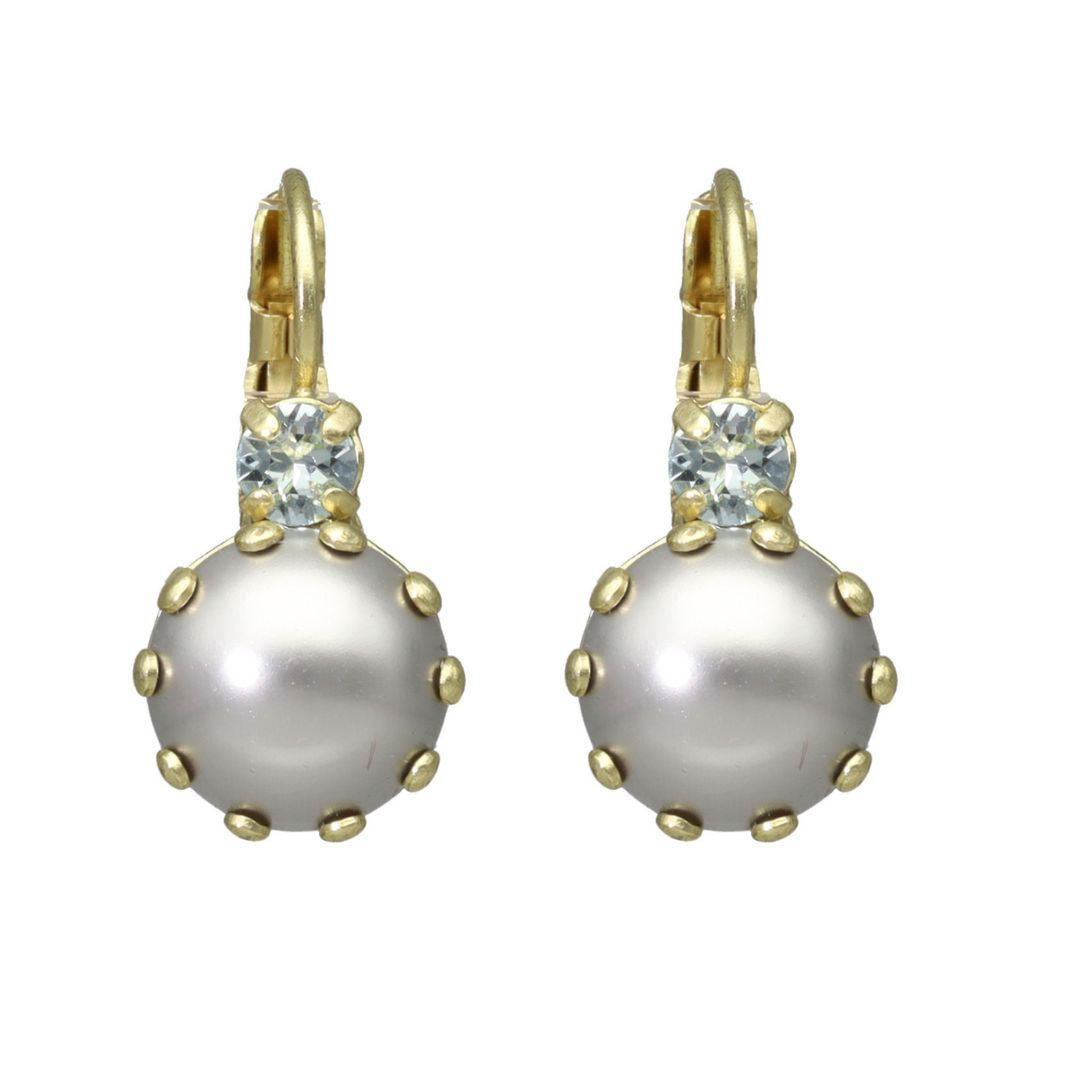 Camps & Camps Goudkleurige oorbellen - Parel Grijs 1D005 PG