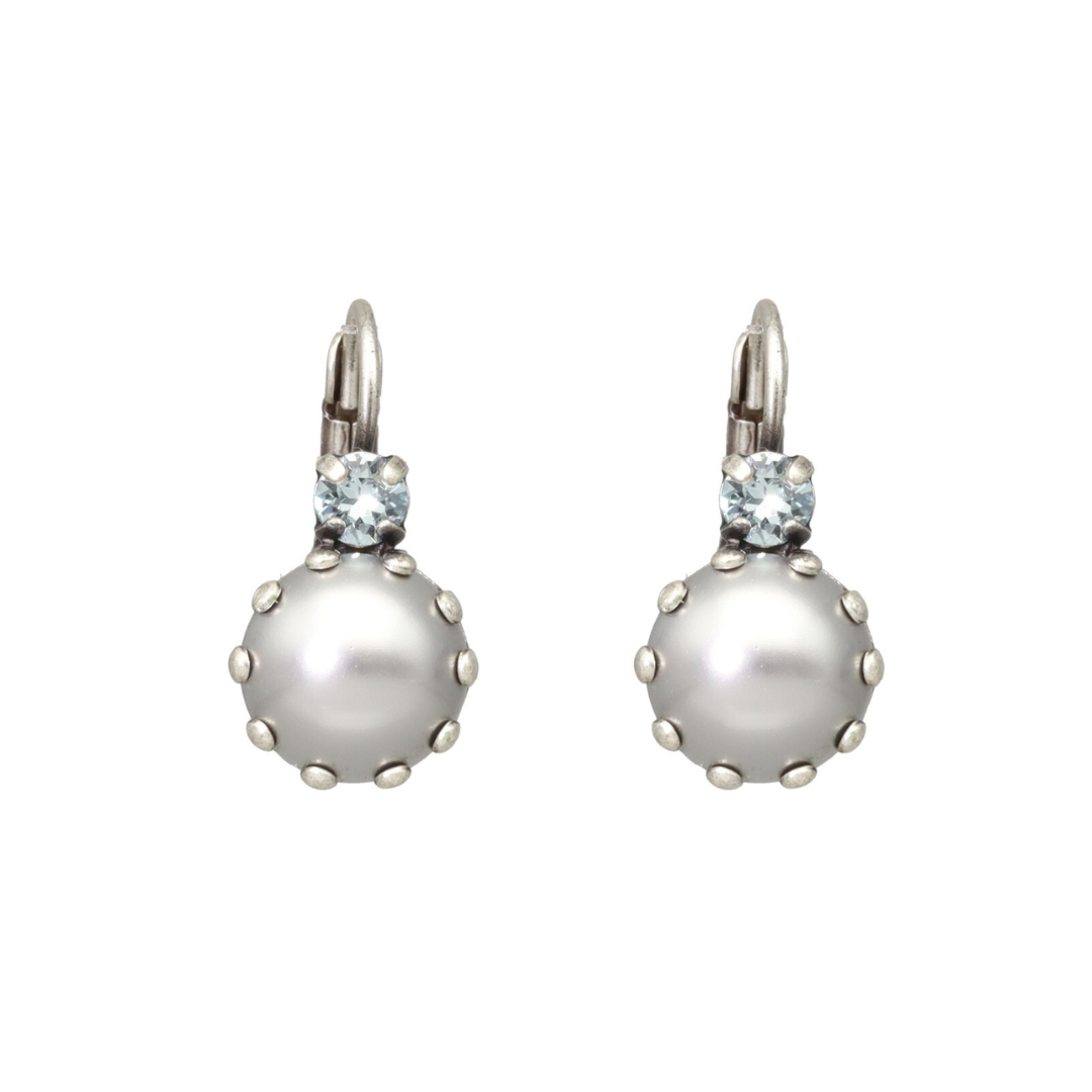 Camps & Camps Zilverkleurige oorbellen - Parel Grijs 1A005 PG