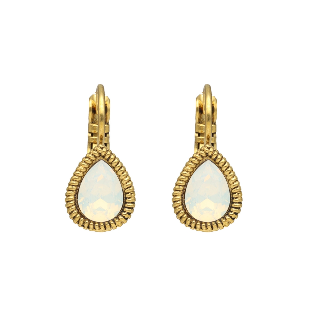 Camps & Camps Goudkleurige oorbellen - Wit Opaal 1D022 WO