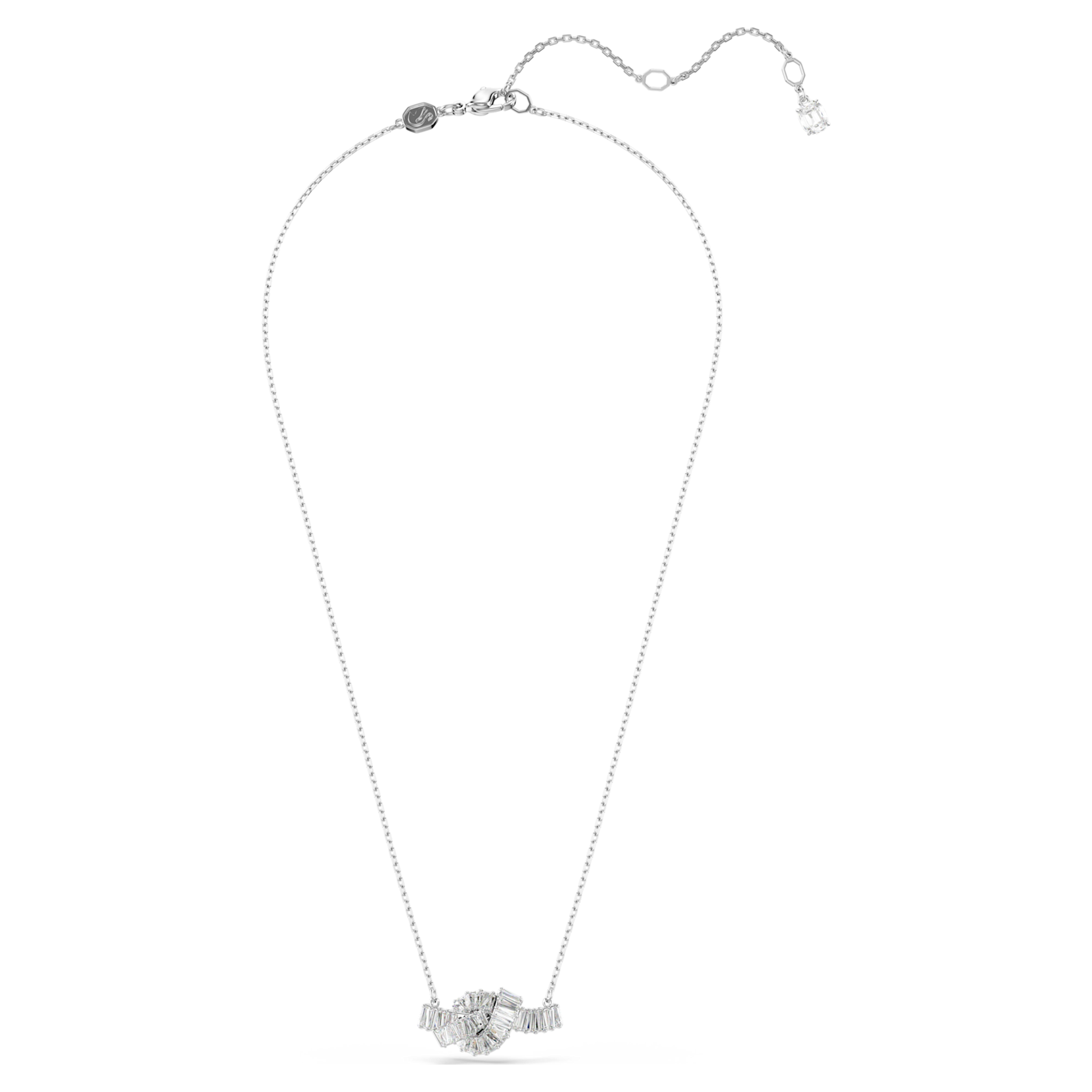 Swarovski Matrix ketting met hanger Baguette slijpvorm knoop Zilverkleurig/Wit 5728553