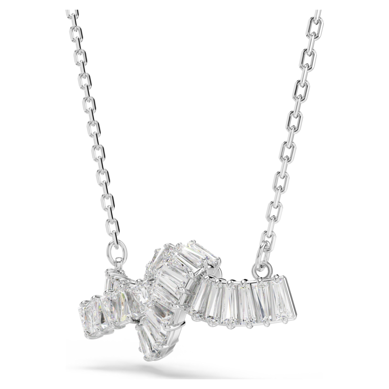 Swarovski Matrix ketting met hanger Baguette slijpvorm knoop Zilverkleurig/Wit 5728553