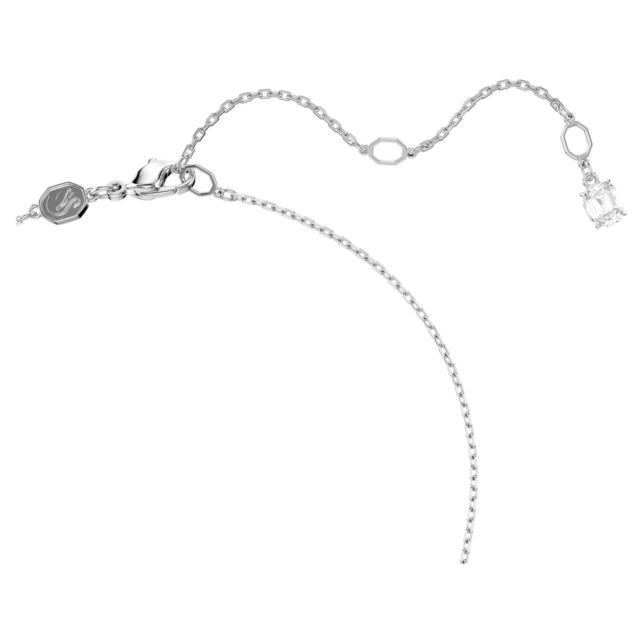 Swarovski Matrix ketting met hanger Baguette slijpvorm knoop Zilverkleurig/Wit 5728553