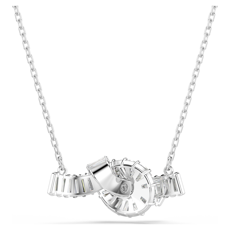 Swarovski Matrix ketting met hanger Baguette slijpvorm knoop Zilverkleurig/Wit 5728553