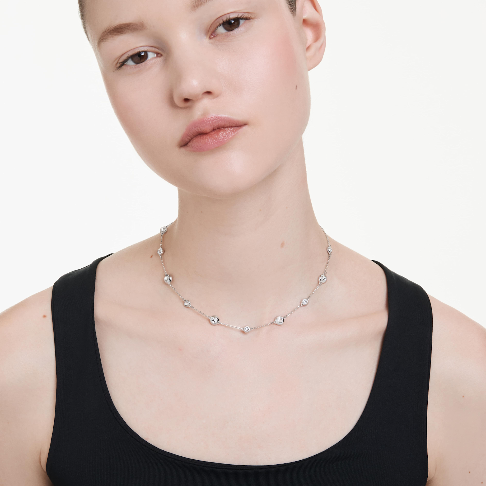 Swarovski Una Angelic ketting Ronde slijpvorm dubbelzijdige motieven Zilverkleurig/Wit 5732275