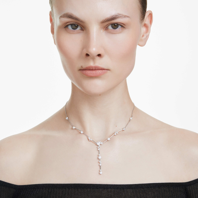 Swarovski Matrix ketting met hanger Ronde slijpvorm Crystal Pearl Zilverkleurig/Wit 5711830