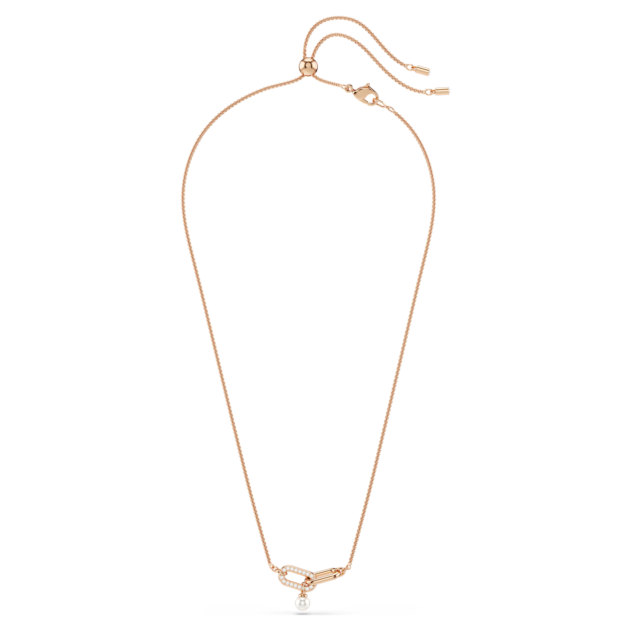 Swarovski Constella ketting met hanger Ronde slijpvorm Crystal Pearl Rosegoudkleurig/Wit 5728589