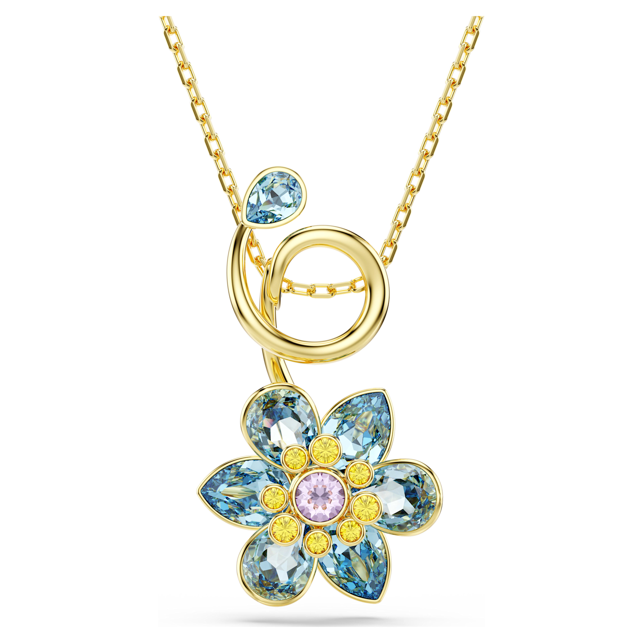 Swarovski Idyllia ketting met hanger Bloem verschillende slijpvormen Goudkleurig/Multi 5709029