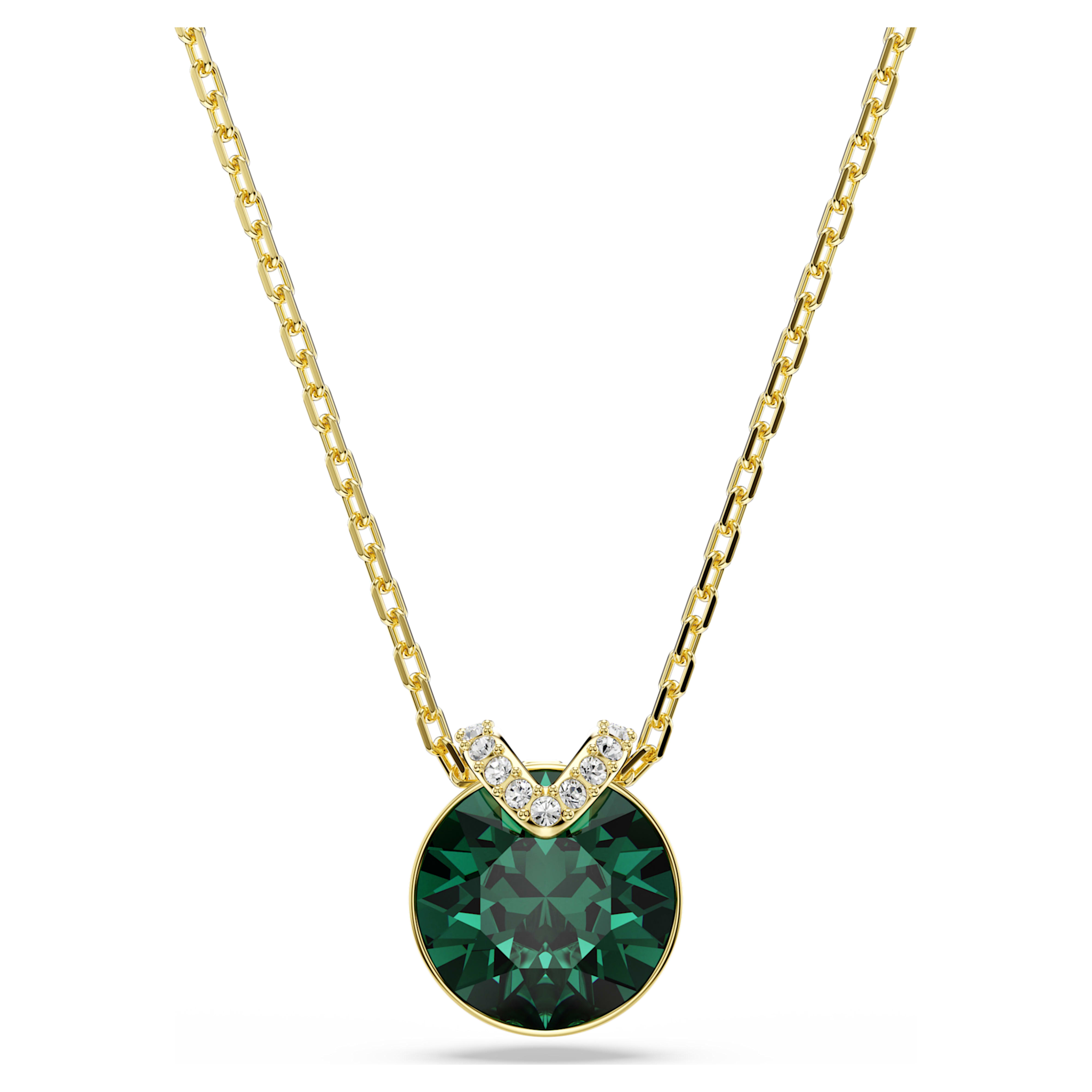 Swarovski Bella ketting met hanger V Ronde slijpvorm Goudkleurig/Groen 5735387