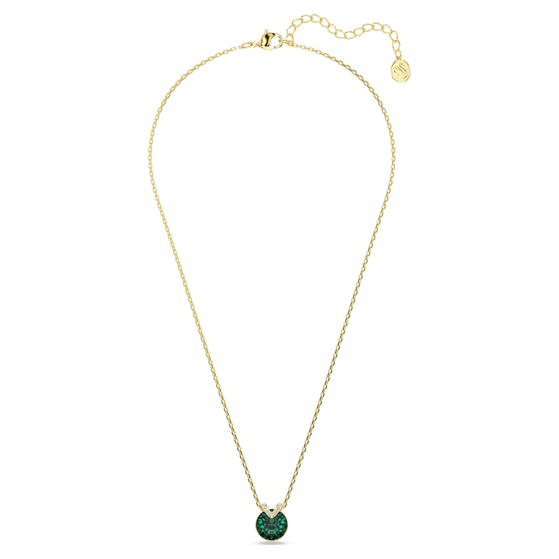 Swarovski Bella ketting met hanger V Ronde slijpvorm Goudkleurig/Groen 5735387