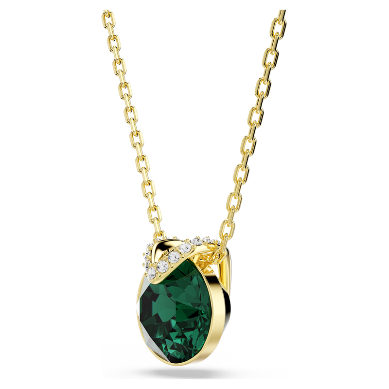 Swarovski Bella ketting met hanger V Ronde slijpvorm Goudkleurig/Groen 5735387
