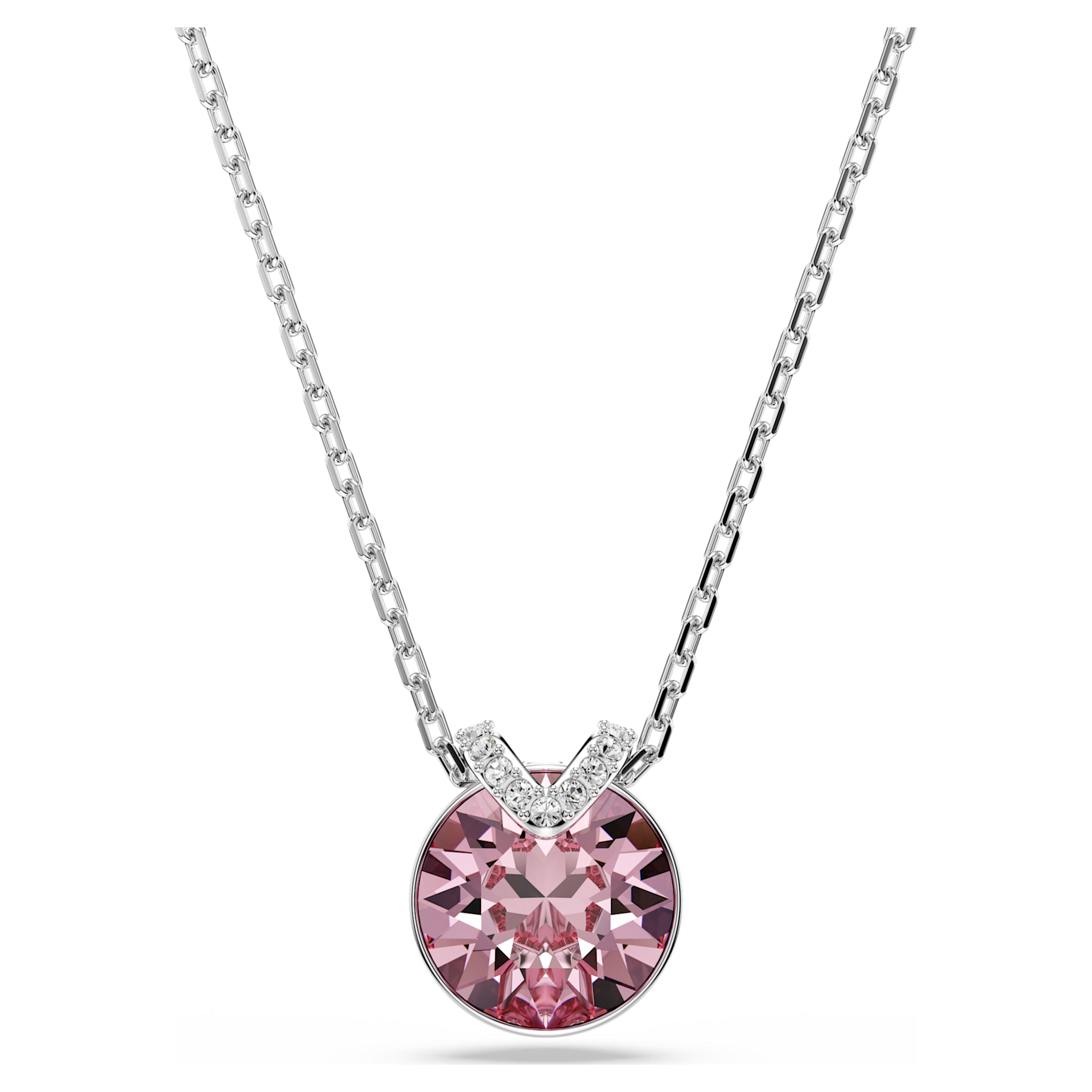 Swarovski Bella ketting met hanger V Ronde slijpvorm Zilverkleurig/Roze 5734230