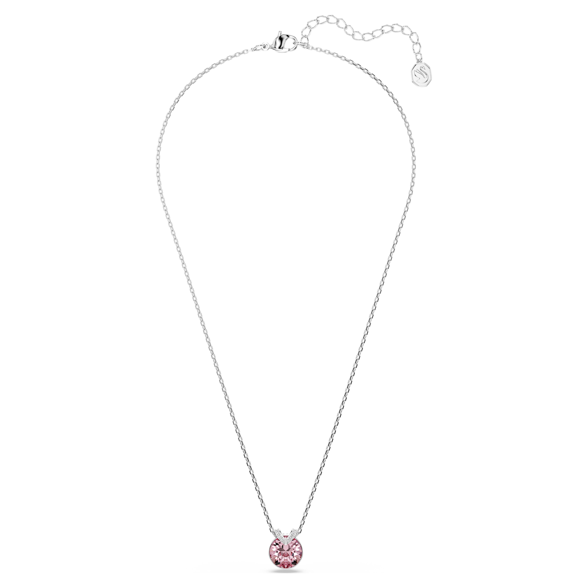 Swarovski Bella ketting met hanger V Ronde slijpvorm Zilverkleurig/Roze 5734230