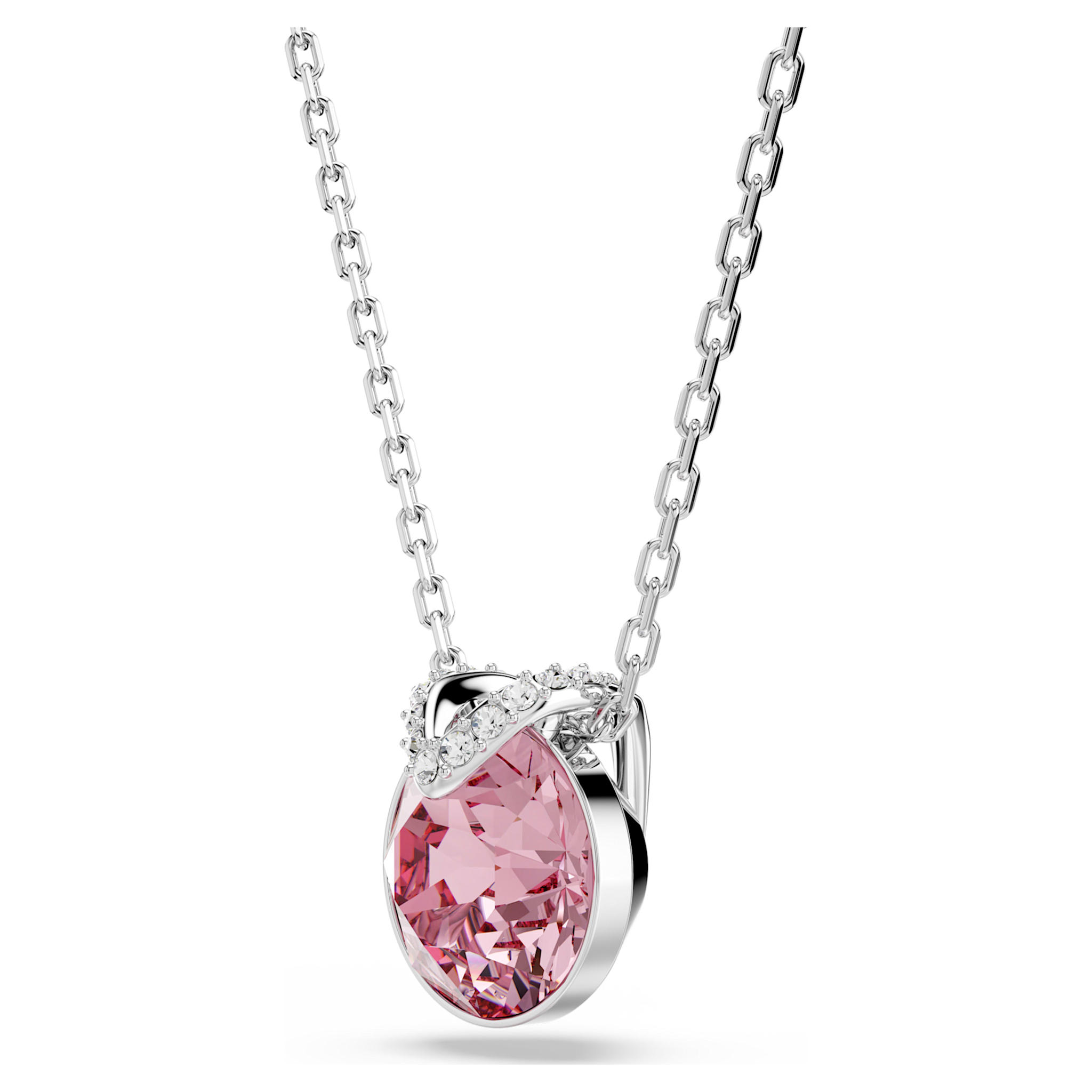 Swarovski Bella ketting met hanger V Ronde slijpvorm Zilverkleurig/Roze 5734230
