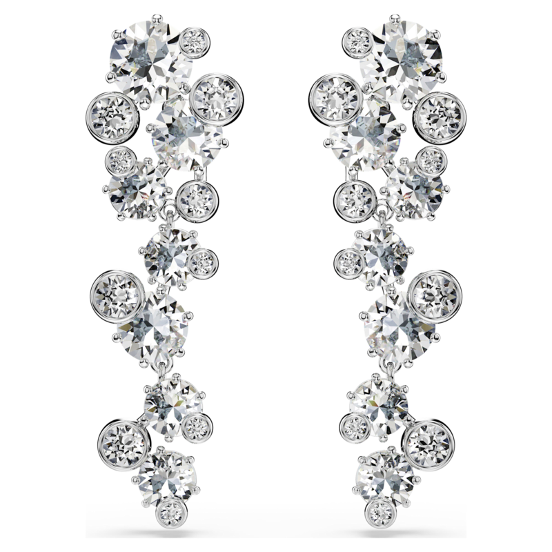 Swarovski Constella oorbellen Ronde slijpvorm Zilverkleurig/Wit 5732252
