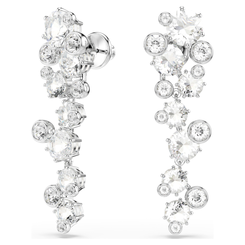 Swarovski Constella oorbellen Ronde slijpvorm Zilverkleurig/Wit 5732252
