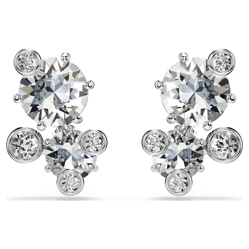 Swarovski Constella oorbellen Ronde slijpvorm Zilverkleurig/Wit 5732253