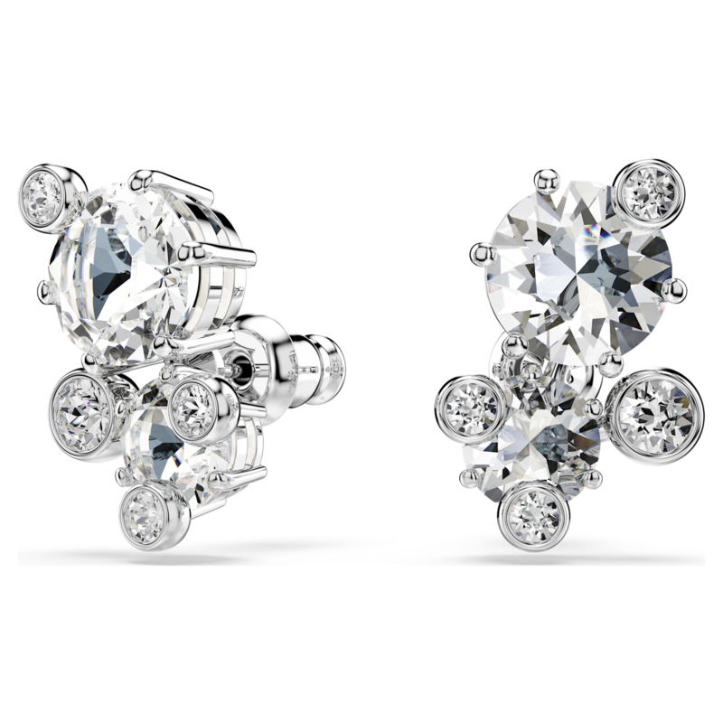 Swarovski Constella oorbellen Ronde slijpvorm Zilverkleurig/Wit 5732253