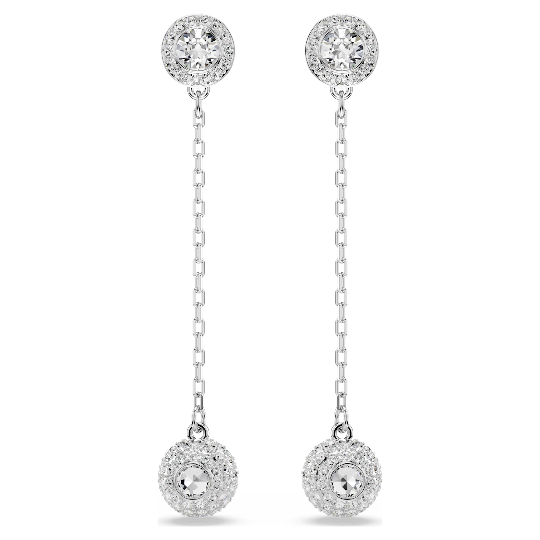 Swarovski Una Angelic oorbellen Ronde slijpvorm Zilverkleurig/Wit 5732273