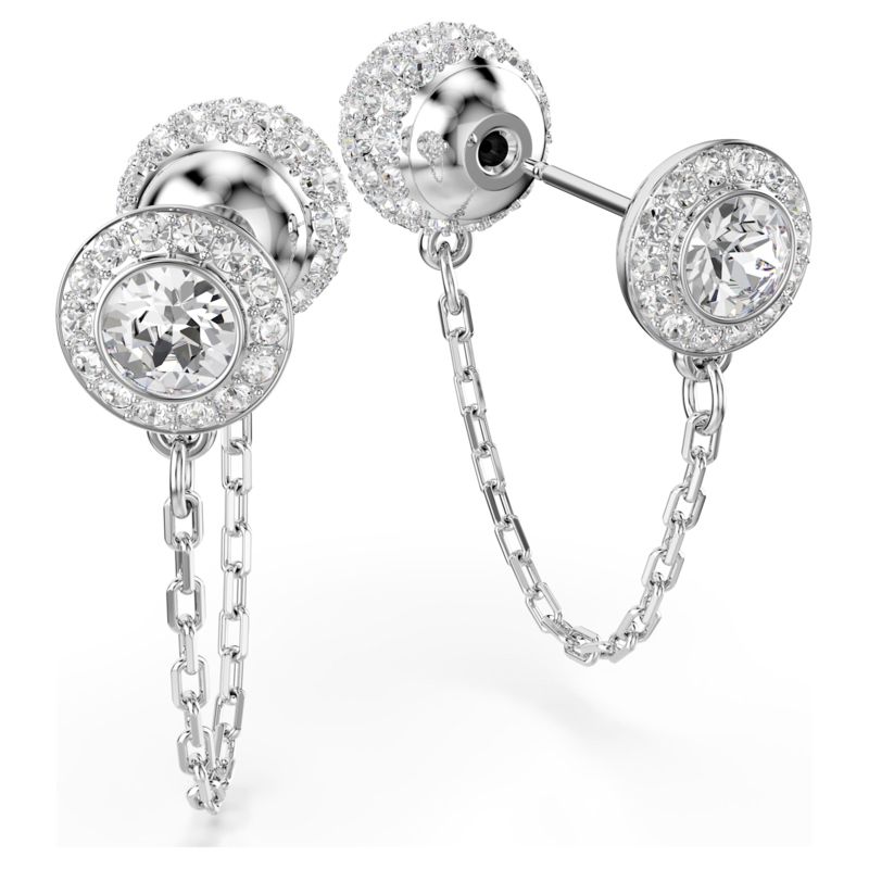 Swarovski Una Angelic oorbellen Ronde slijpvorm Zilverkleurig/Wit 5732273