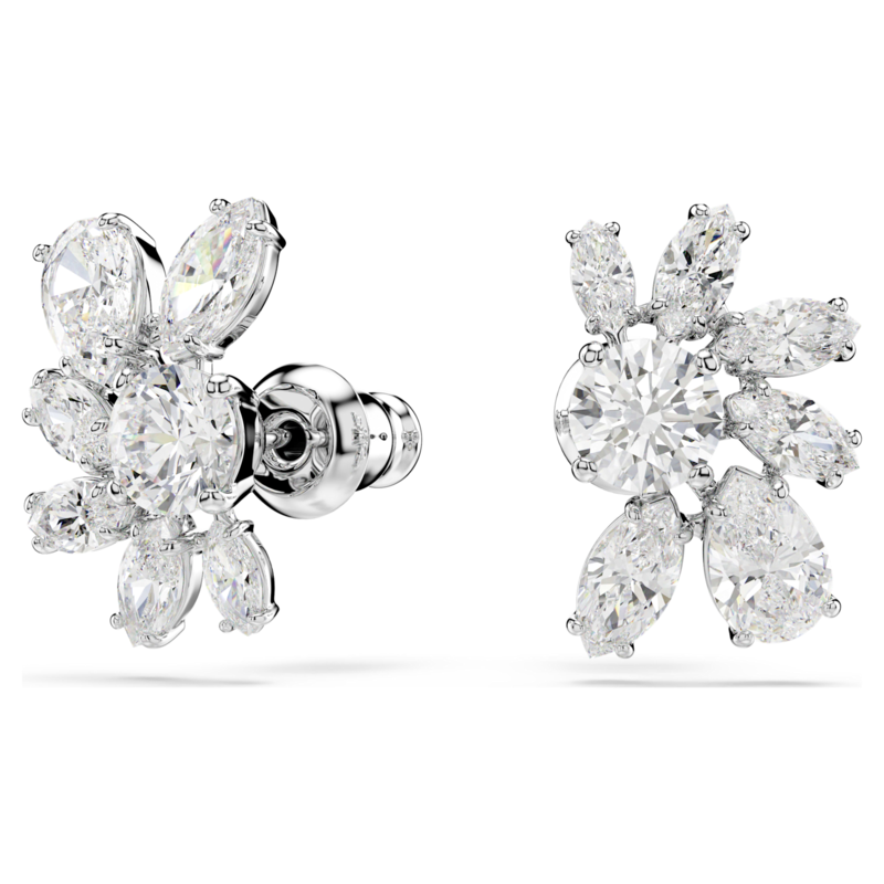 Swarovski Mesmera oorbellen Bloem verschillende slijpvormen Zilverkleurig/Wit 5737462