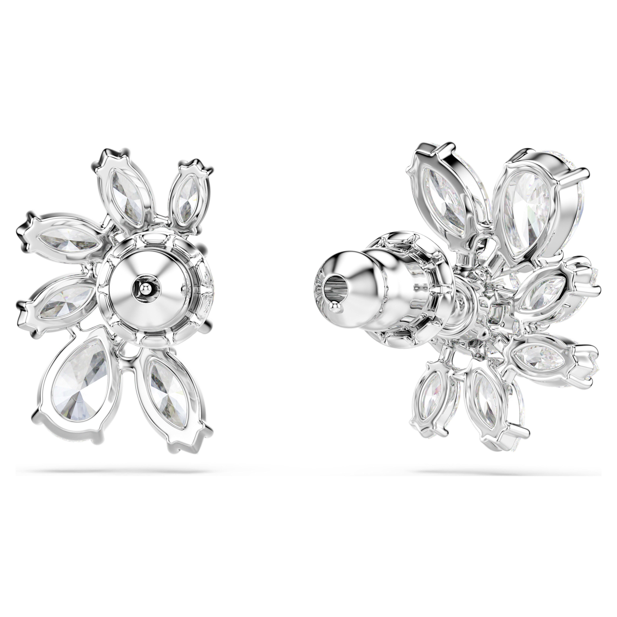 Swarovski Mesmera oorbellen Bloem verschillende slijpvormen Zilverkleurig/Wit 5737462