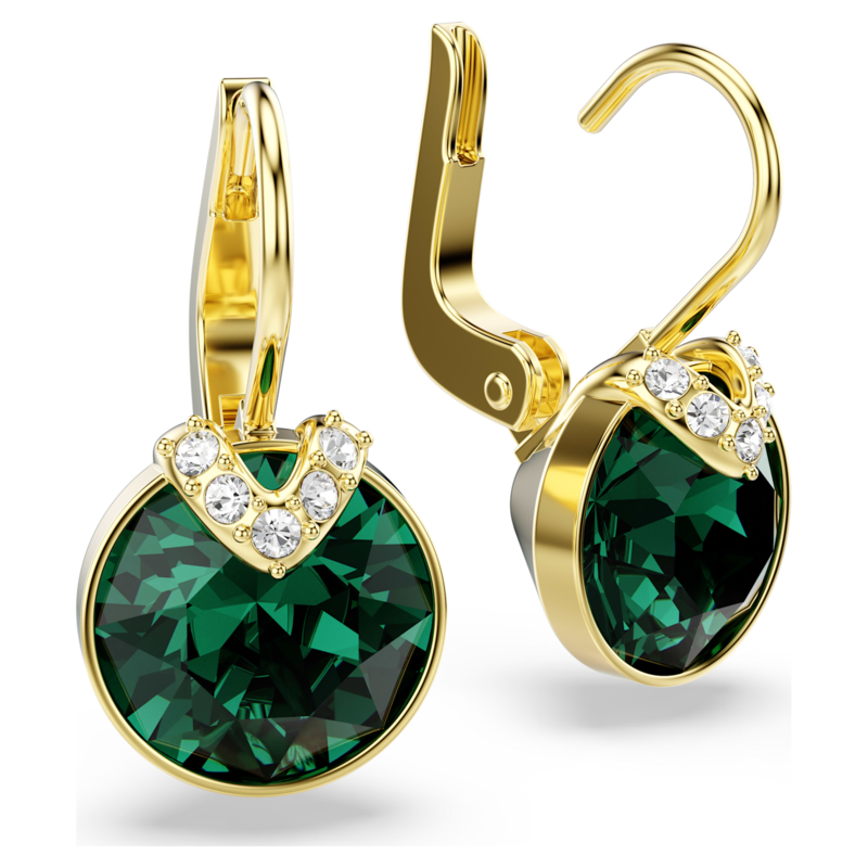 Swarovski Bella oorbellen V Ronde slijpvorm Goudkleurig/Groen 5735389