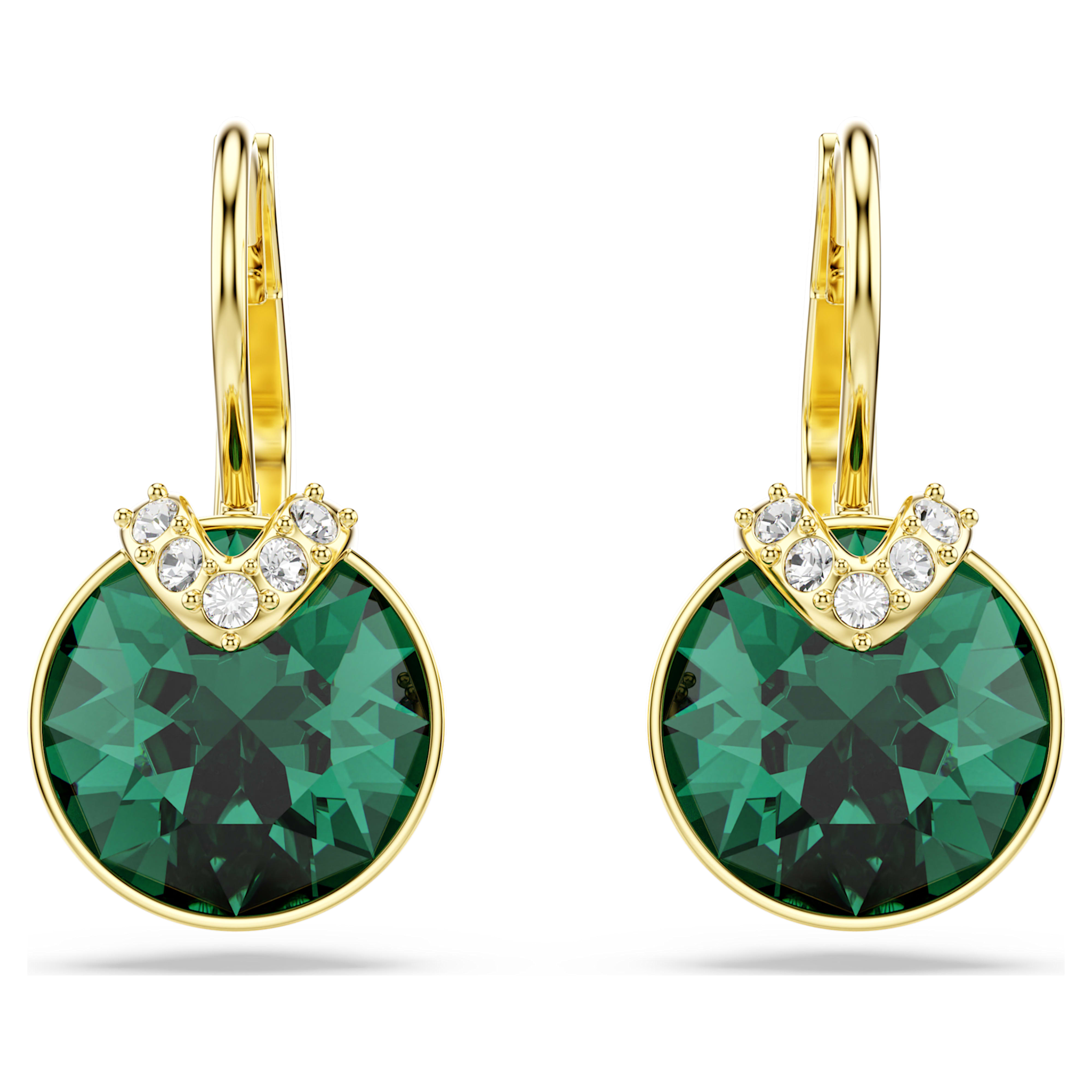Swarovski Bella oorbellen V Ronde slijpvorm Goudkleurig/Groen 5735389