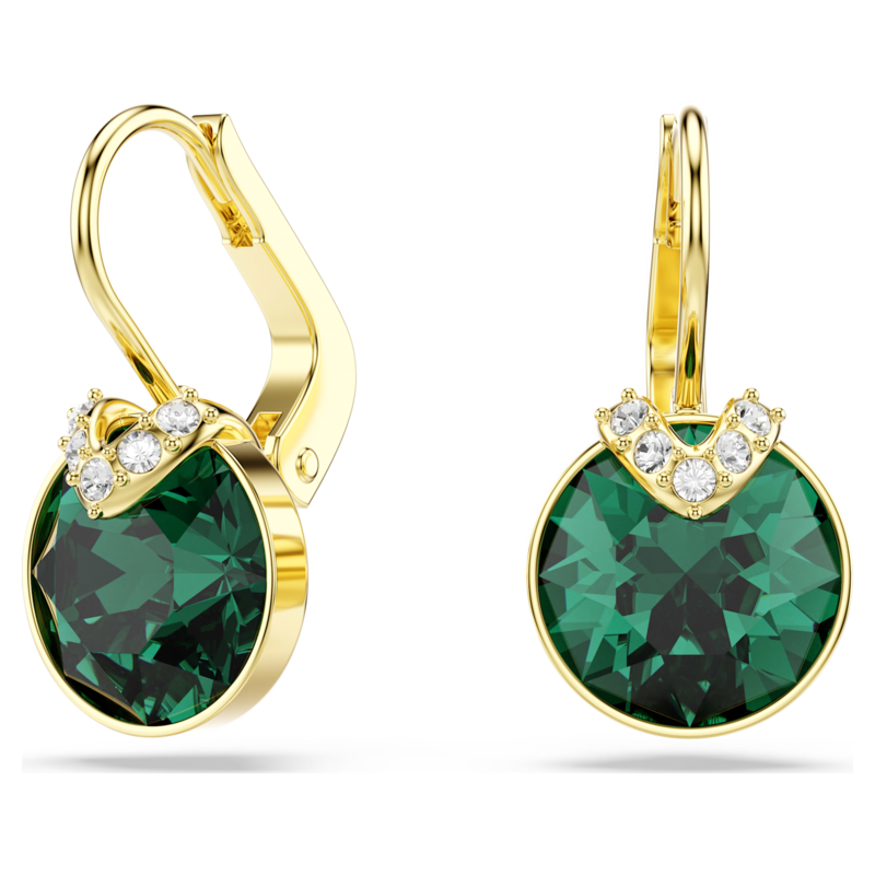 Swarovski Bella oorbellen V Ronde slijpvorm Goudkleurig/Groen 5735389