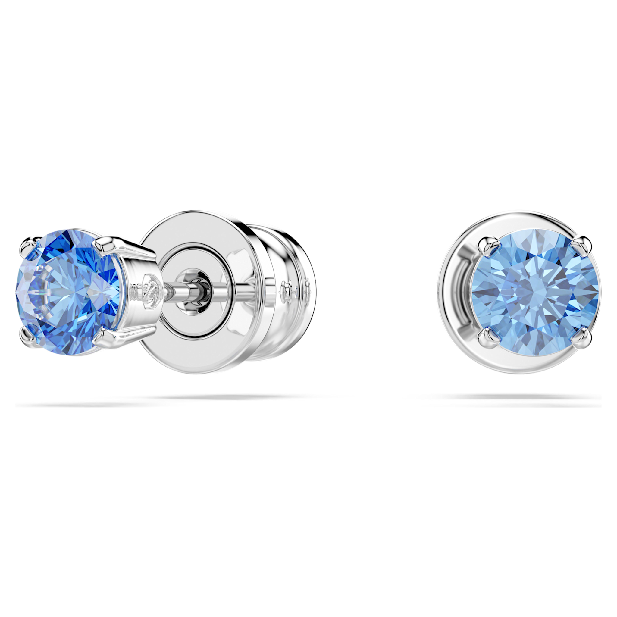 Swarovski Stilla oorbellen Attract ronde slijpvorm Zilverkleurig/Blauw 5734250