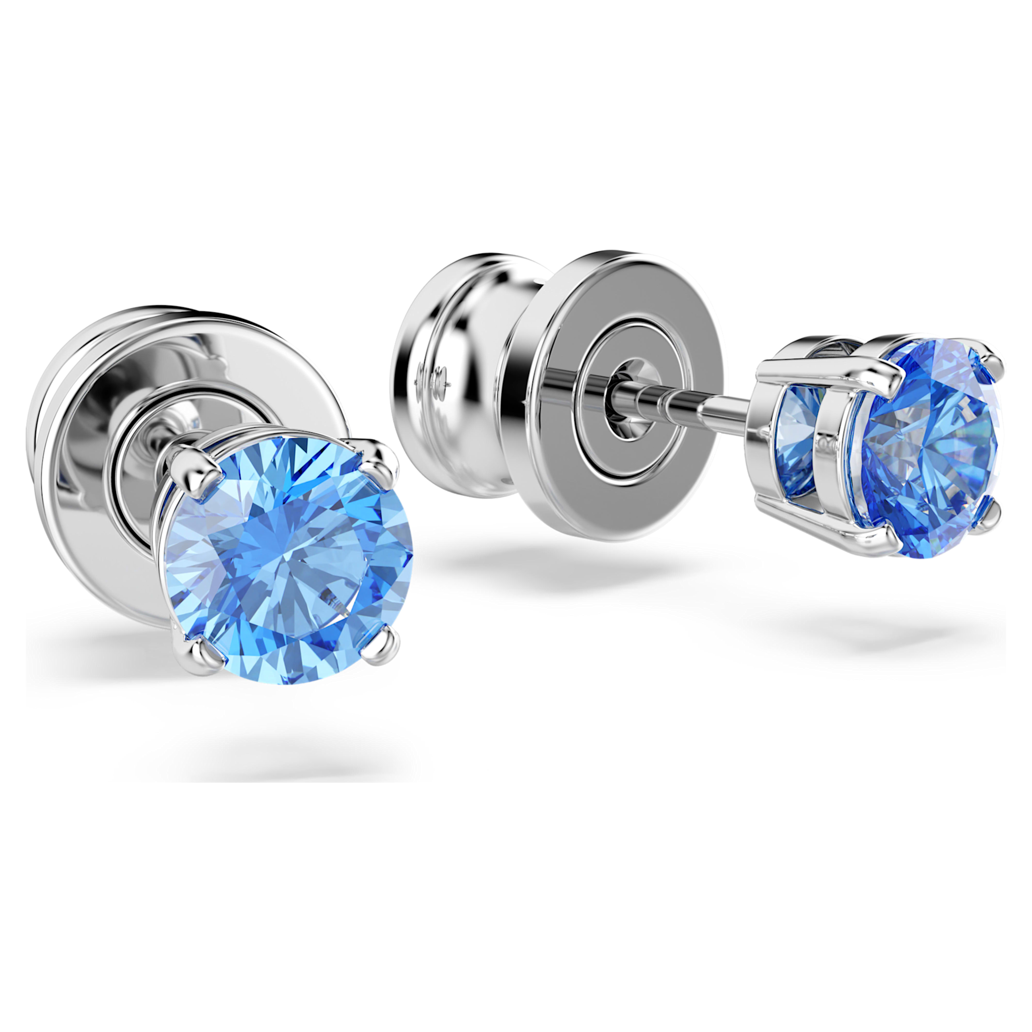 Swarovski Stilla oorbellen Attract ronde slijpvorm Zilverkleurig/Blauw 5734250