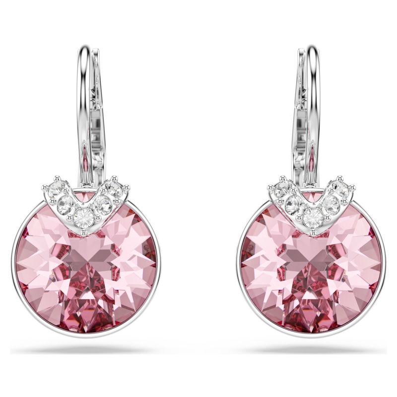 Swarovski Bella oorbellen V Ronde slijpvorm Zilverkleurig/Roze 5734235