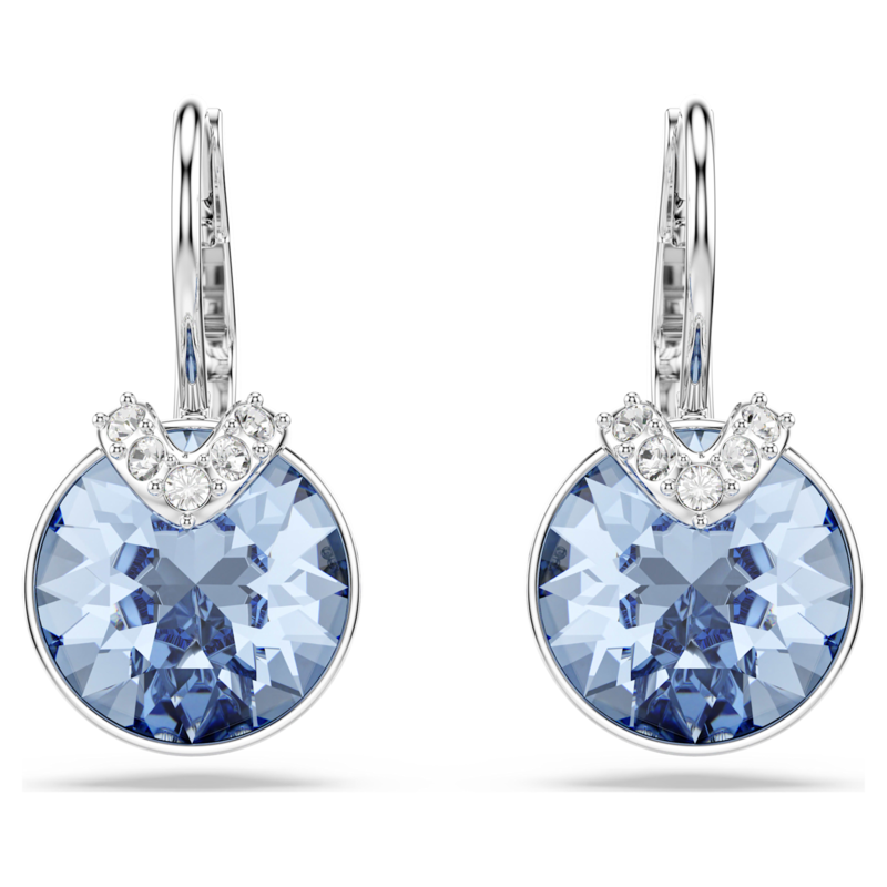 Swarovski Bella oorbellen V Ronde slijpvorm Zilverkleurig/Blauw 5734234