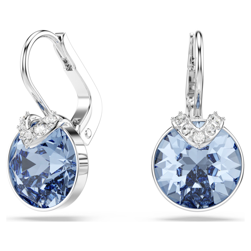 Swarovski Bella oorbellen V Ronde slijpvorm Zilverkleurig/Blauw 5734234