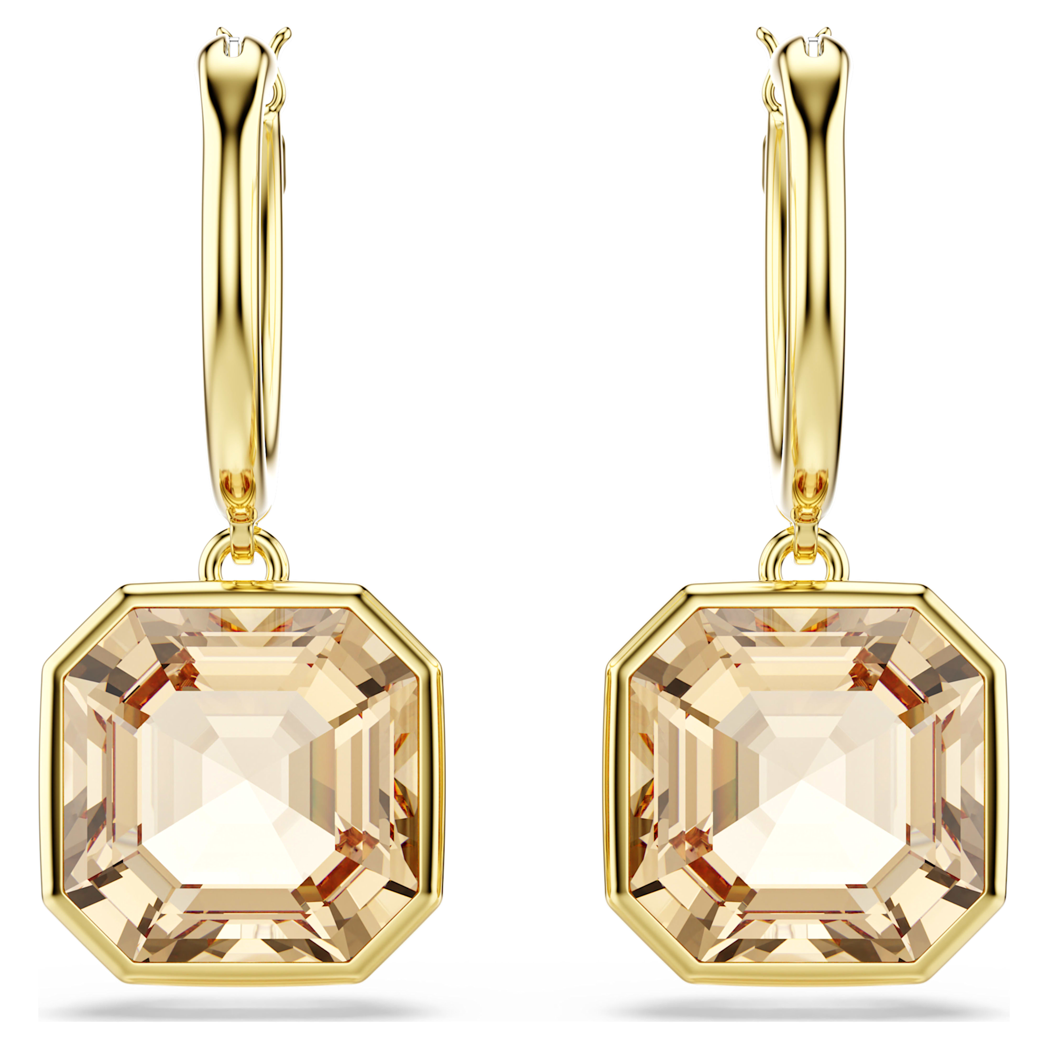 Swarovski Millenia oorbellen Square Cut Goudkleurig/Bruin 5731148