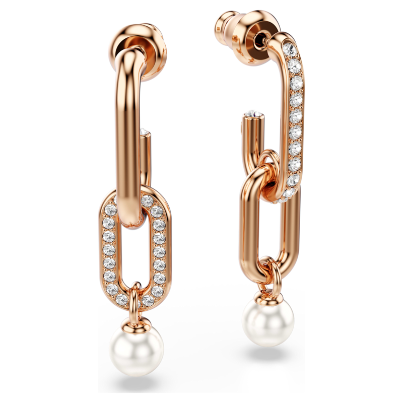 Swarovski Constella oorbellen Ronde slijpvorm Crystal Pearl Rosegoudkleurig/Wit 5728585