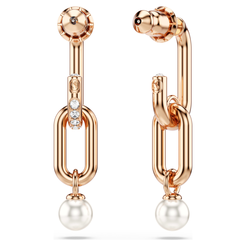 Swarovski Constella oorbellen Ronde slijpvorm Crystal Pearl Rosegoudkleurig/Wit 5728585