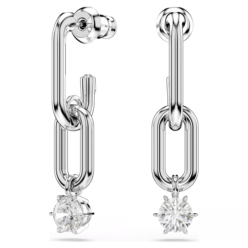 Swarovski Constella oorbellen Ronde slijpvorm Zilverkleurig/Wit 5728584