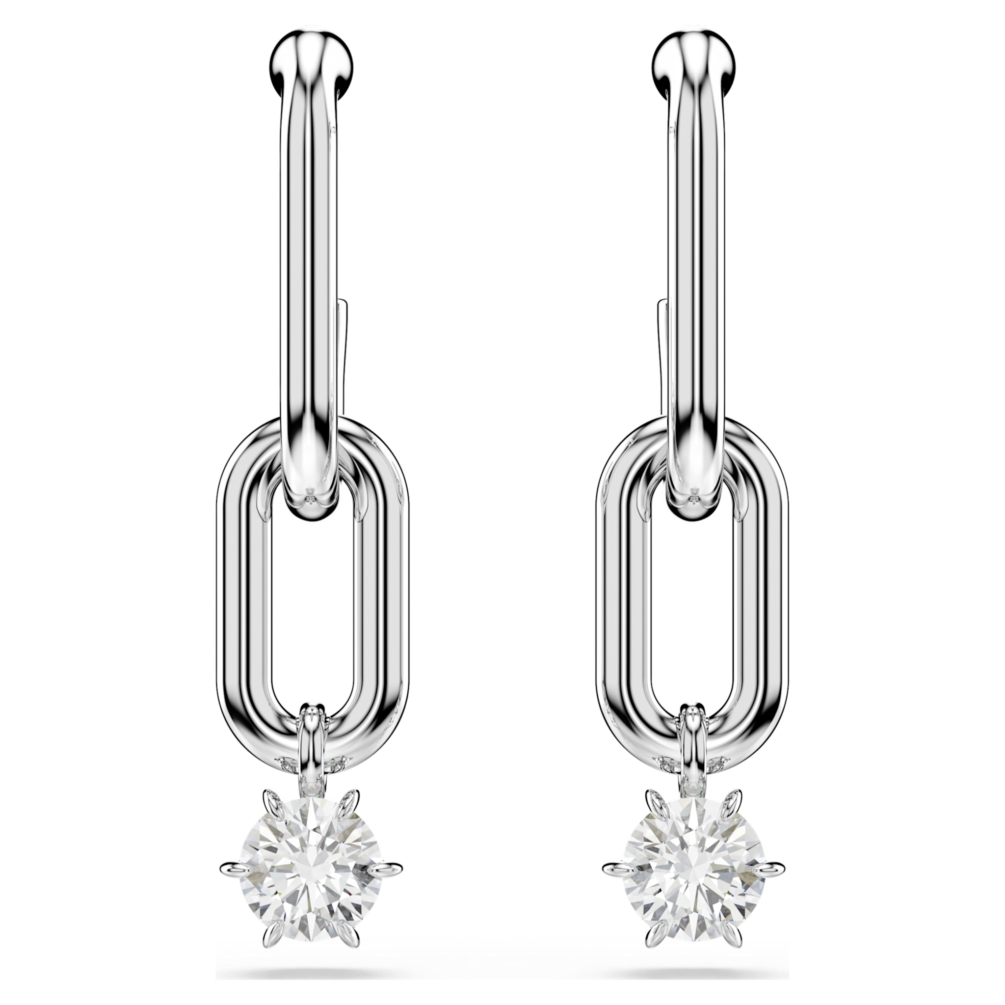 Swarovski Constella oorbellen Ronde slijpvorm Zilverkleurig/Wit 5728584